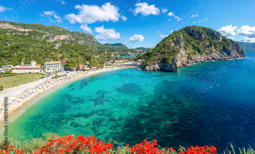 A view of Palaiokastritsa, Corfu, Greece photo