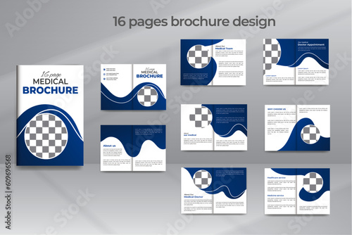 Creative 16-page Modern Medical Brochure or Company Profile Design Template photo