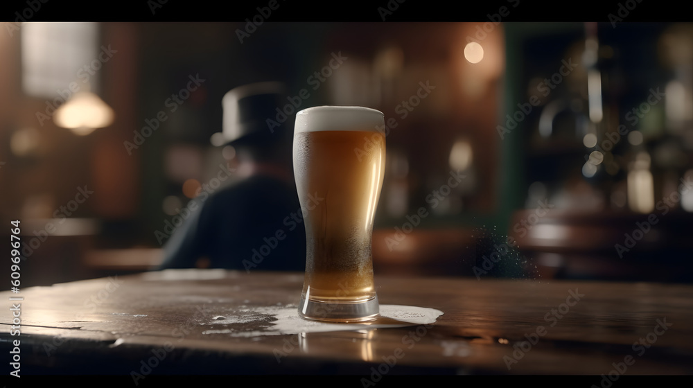 beer coconut with top hat, old bar, bohemia bar, generative ai