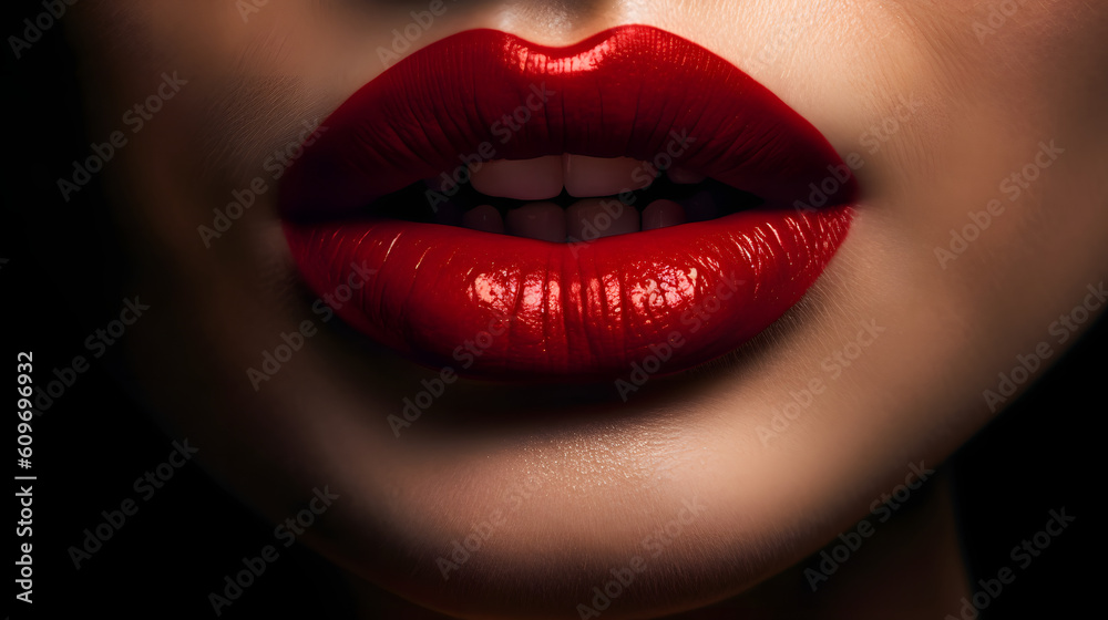 mouth with red lipstick, generative ai mouth with red lipstick, generative ai