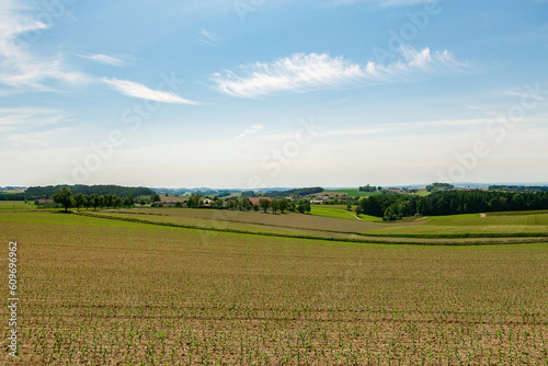 View at rural countryside of upper austria along the Sauwald panoramic road