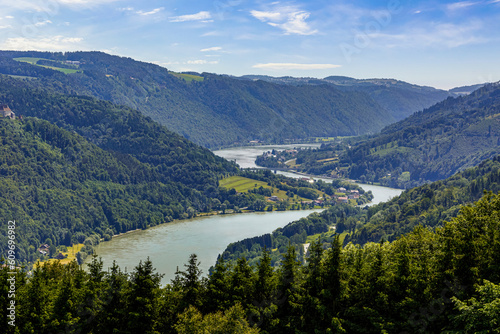 View at danube valley, viewpoint at St. Aegidi along the Sauwald panorama road through upper austria