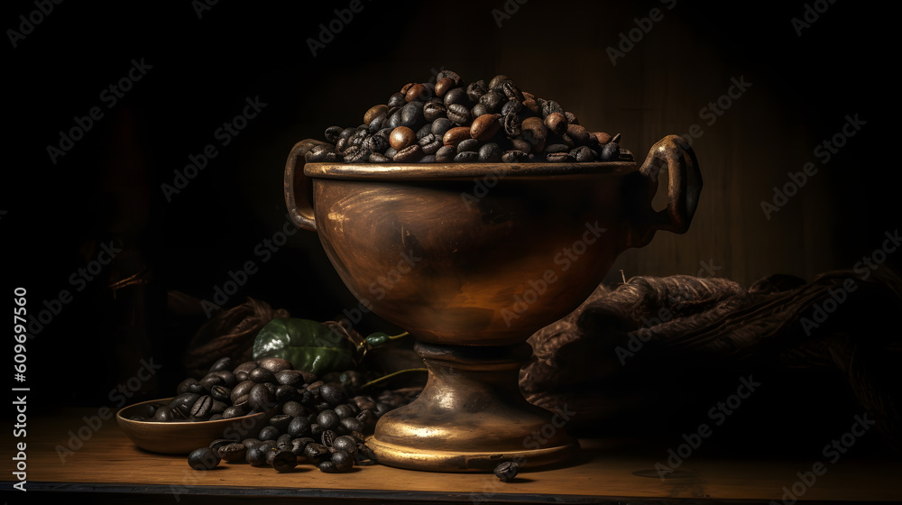 coffee beans on the table, scattered coffee beans, generative ai coffee beans on the table, scattered coffee beans, generative ai