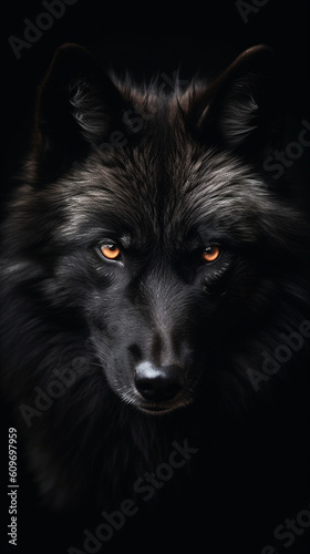Gefährlicher Wolf mit bösen Blick Gesicht Nahaufnahme, ai generativ