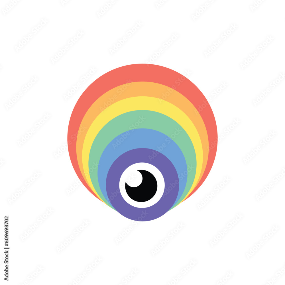 Obraz premium vector LGBT flag, LGBTQ+ flag, LGBT flag icon, circle LGBT flag, eye of the rainbow