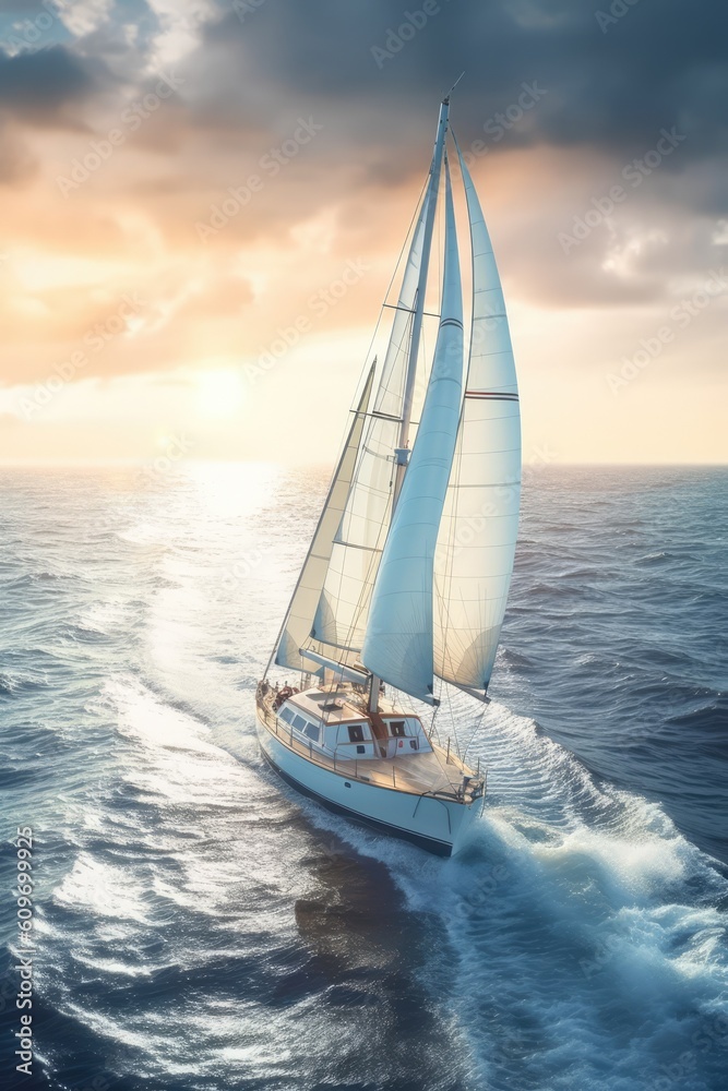 Naklejka premium boats_docked_on_a_beach_near_the_mountains