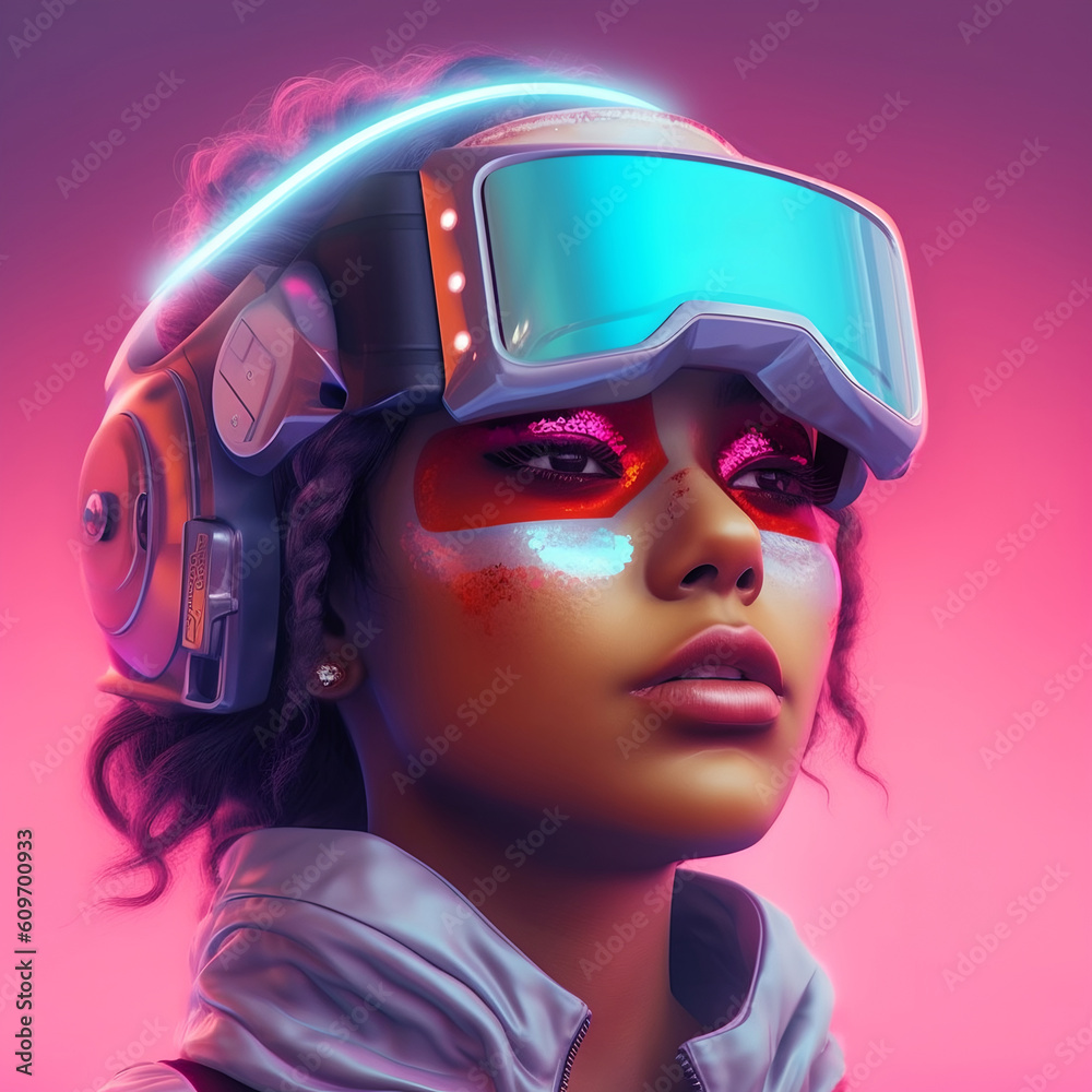 Portrait of a futuristic girl, generative AI Portrait of a futuristic girl, generative AI