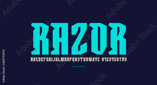 Decorative serif font in military style