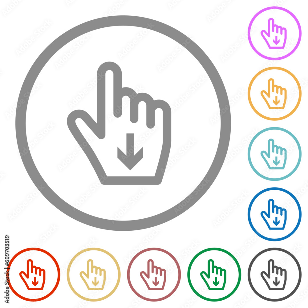 Hand cursor down outline flat icons with outlines Hand cursor down outline flat icons with outlines