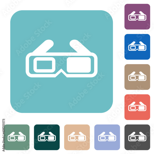 Retro 3D glasses rounded square flat icons