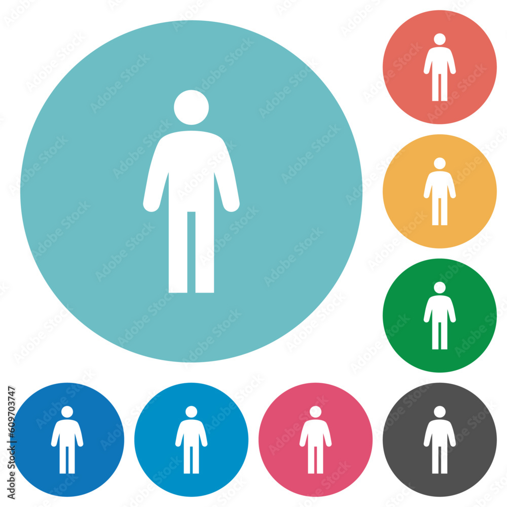 Standing man flat round icons Standing man flat round icons