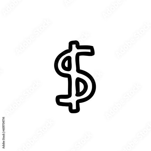 Sketched currency money finance sign icon dollar usd. Vector illustration in hand drawn cartoon doodle style isolated on white background. For decorating, banks, typography.