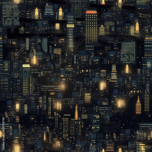 A Seamless Illustration of The Night City Lights made with Generative AI