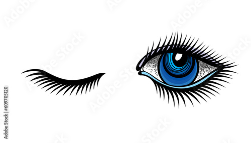 Eyes and eyelashes icon vector illustration . Isolated badge for website or app - stock infographics
