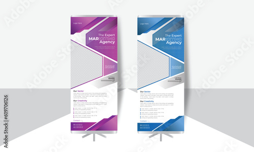 Template corporate roll up banner design. layout with modern design. Clean advertising  design. Unique professional. Minimal corporate roll up banner design.