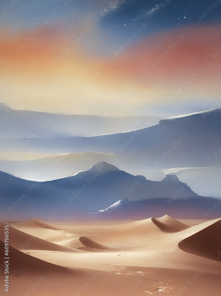 Desert landscape. AI generated illustration