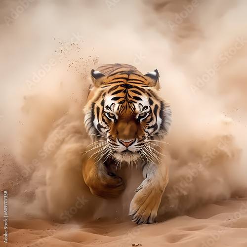 Tiger In The Dust Storm