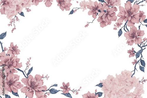 Background Cherry Blossoms Flower Pink Watercolor with White Space for Wedding Invitation Ornament.