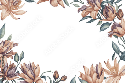 Background Lilies Flower Yellow Watercolor with White Space for Wedding Invitation Ornament.