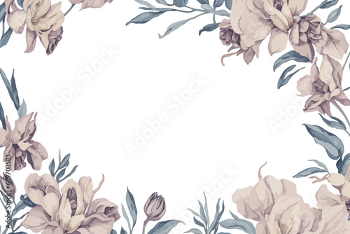 Background Orchids Flower Watercolor with White Space for Wedding Invitation Ornament.