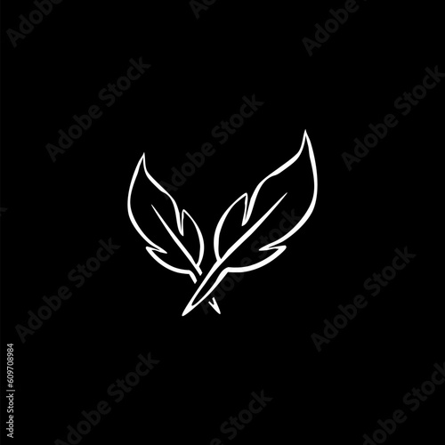 Soft curved feather, fluffy, soft and lightness symbol icon isolated on black background 