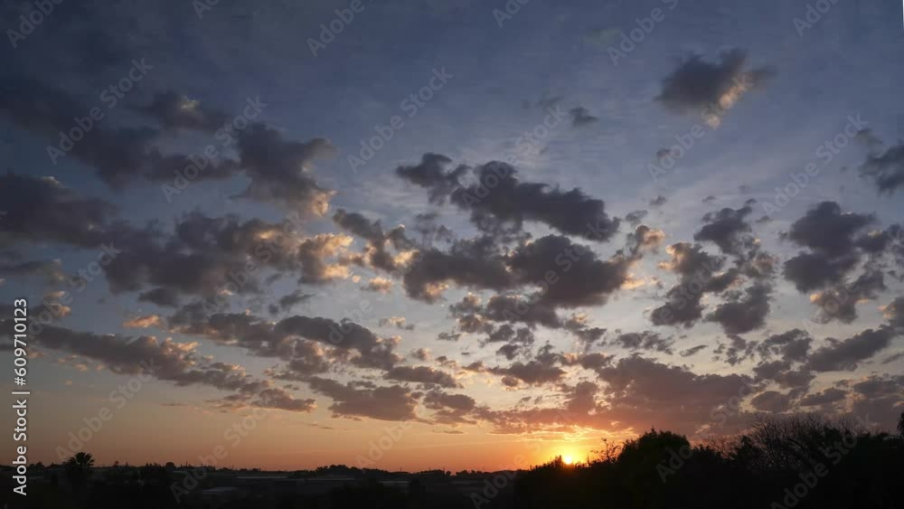 A Dramatic 4K Timelapse of a the movement of clouds at sunset, during golden hour and stars appearing at night. Inspirational for some quite time to observe the beauty of nature.