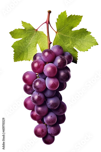 Purple Grapes Fruit Isolated on Transparent Background - Generative AI 