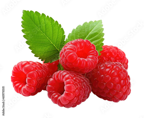 Raspberries Isolated on Transparent Background - Generative AI 