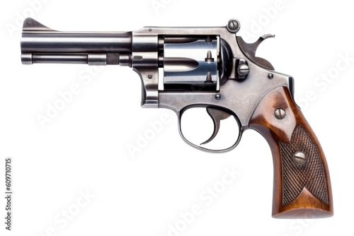 Revolver Gun Isolated on Transparent Background - Generative AI
