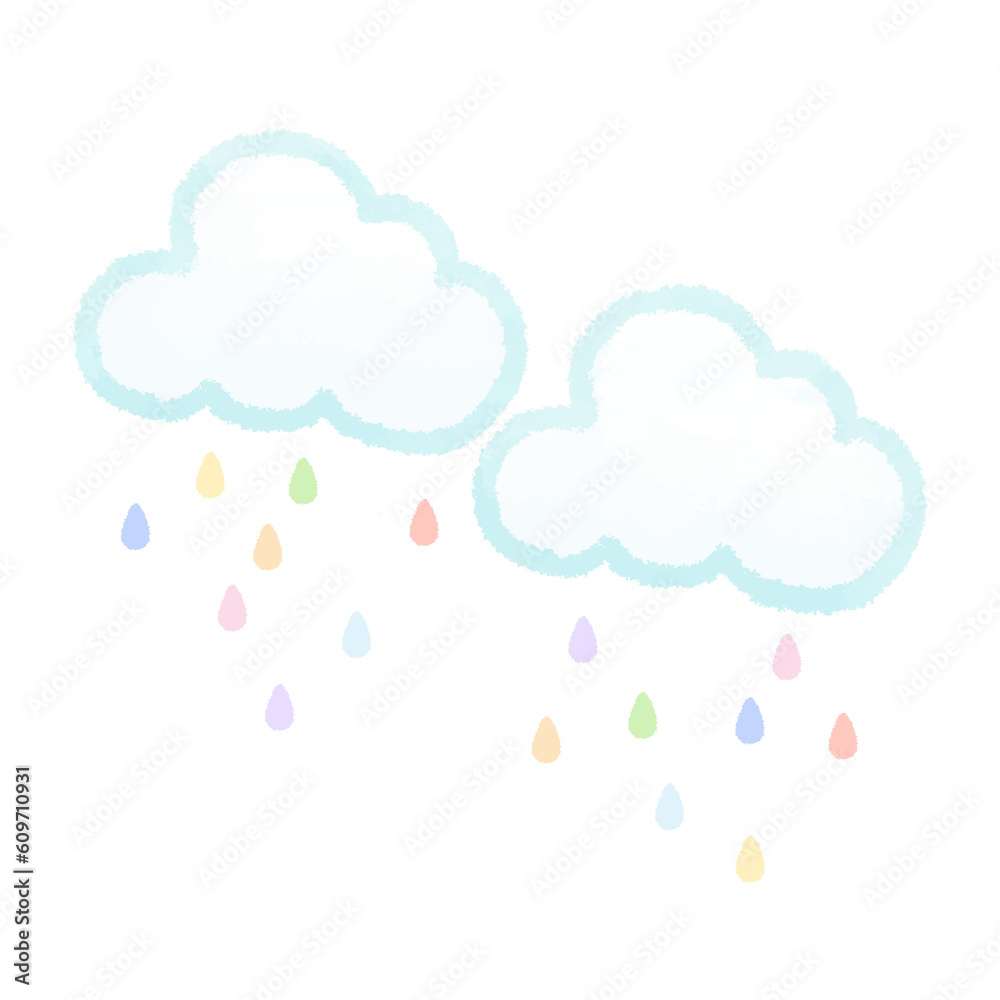 Hand drawn Cloud and Rain Drops