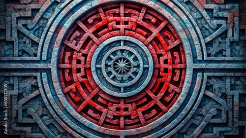 red and blue mandala background with a pattern