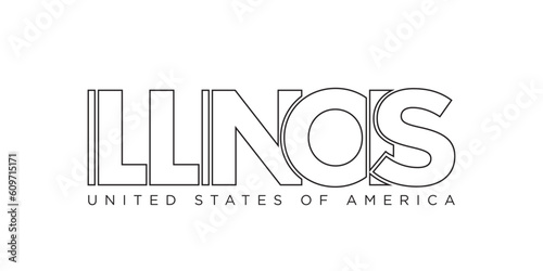 Illinois, USA typography slogan design. America logo with graphic city lettering for print and web.