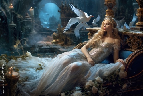 Celestial Princess: A Surreal Journey into Enchanted Realms. Generative AI