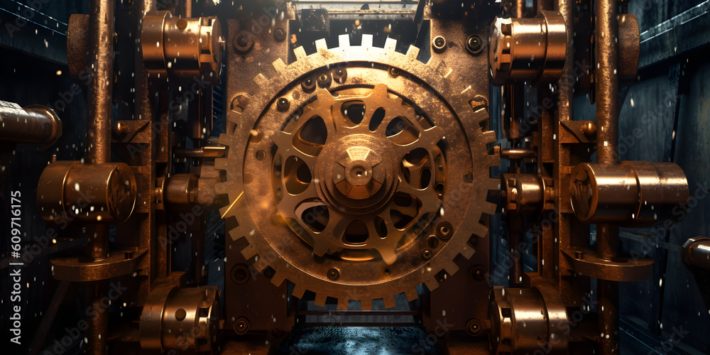 Steampunk Background with Rusty Gears and Engines. Industrial Background. Generative AI Steampunk Background with Rusty Gears and Engines. Industrial Background. Generative AI