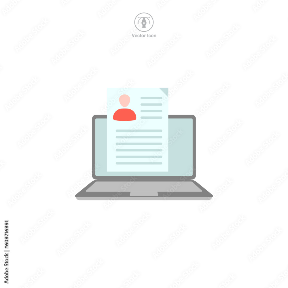 Laptop with Resume icon symbol template for graphic and web design collection logo vector illustration