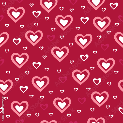 beautiful vector seamless pattern with pink and red hearts	
