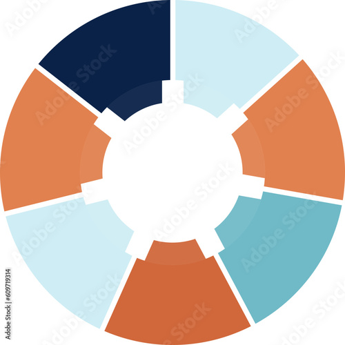Infographic Pie Flow Chart Diagram with 7 Sections