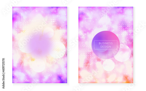 Abstract Presentation. Trendy Dots. Summer Flyer. Retro Graphic. Hologram Pattern. Purple Round Background. Light Pearlescent Composition. Gradient Design. Violet Abstract Presentation