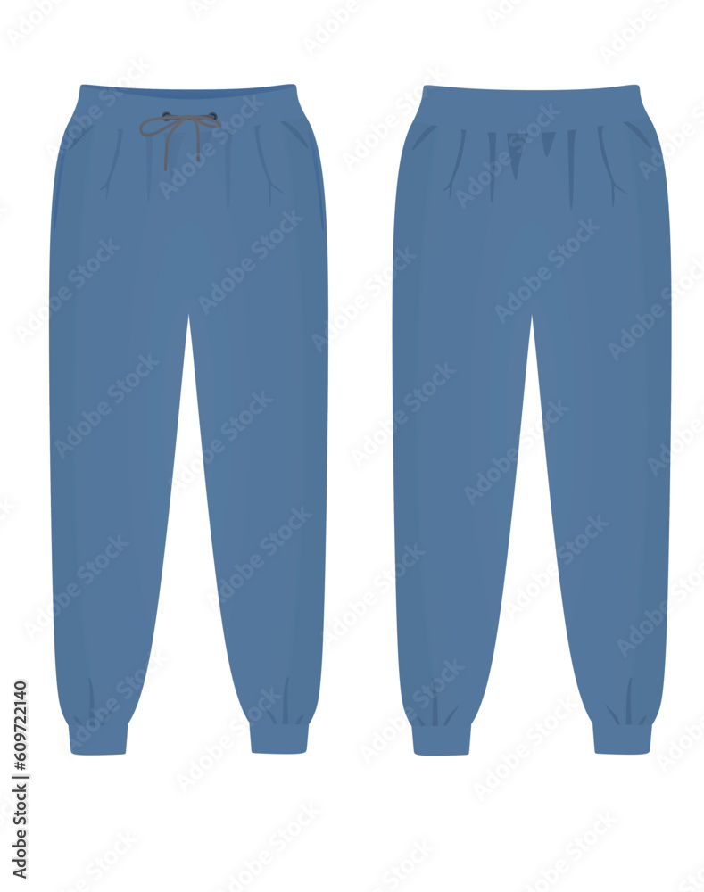 Blue tracksuit bottom. vector illustration Blue tracksuit bottom. vector illustration