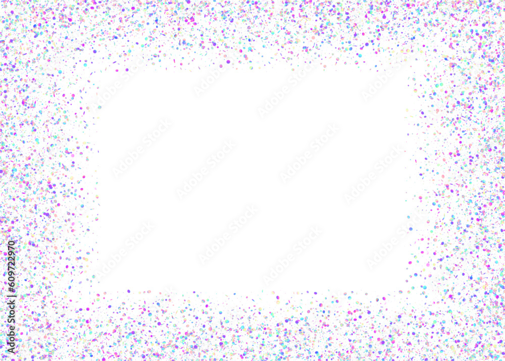 Rainbow Sparkles. Fantasy Foil. Neon Effect. Bright Art. Party Christmas Serpentine. Falling Background. Disco Banner. Violet Shiny Glitter. Pink Rainbow Sparkles