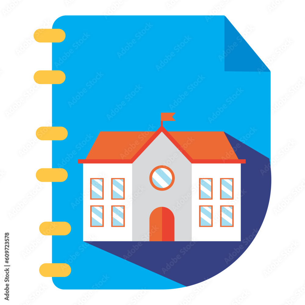 school vector icon with blue background