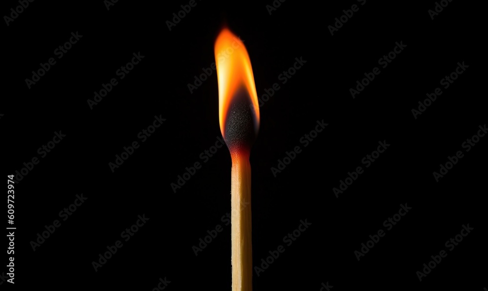 a lit matchstick with a match on it's end in the dark, with a lit matchstick in the middle of the match. generative ai a lit matchstick with a match on it's end in the dark, with a lit matchstick in the middle of the match. generative ai