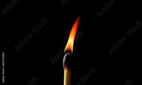  a lit matchstick with a match in the middle of it on a black background with a red flame coming out of the top of it. generative ai