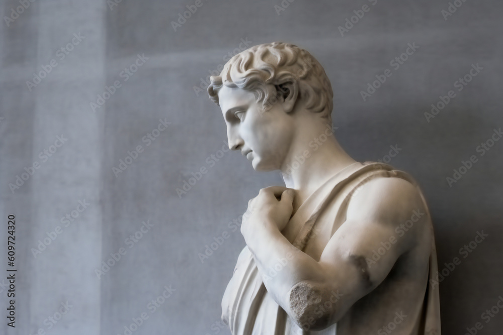 A Greek statue in front of a bright background, Generative AI