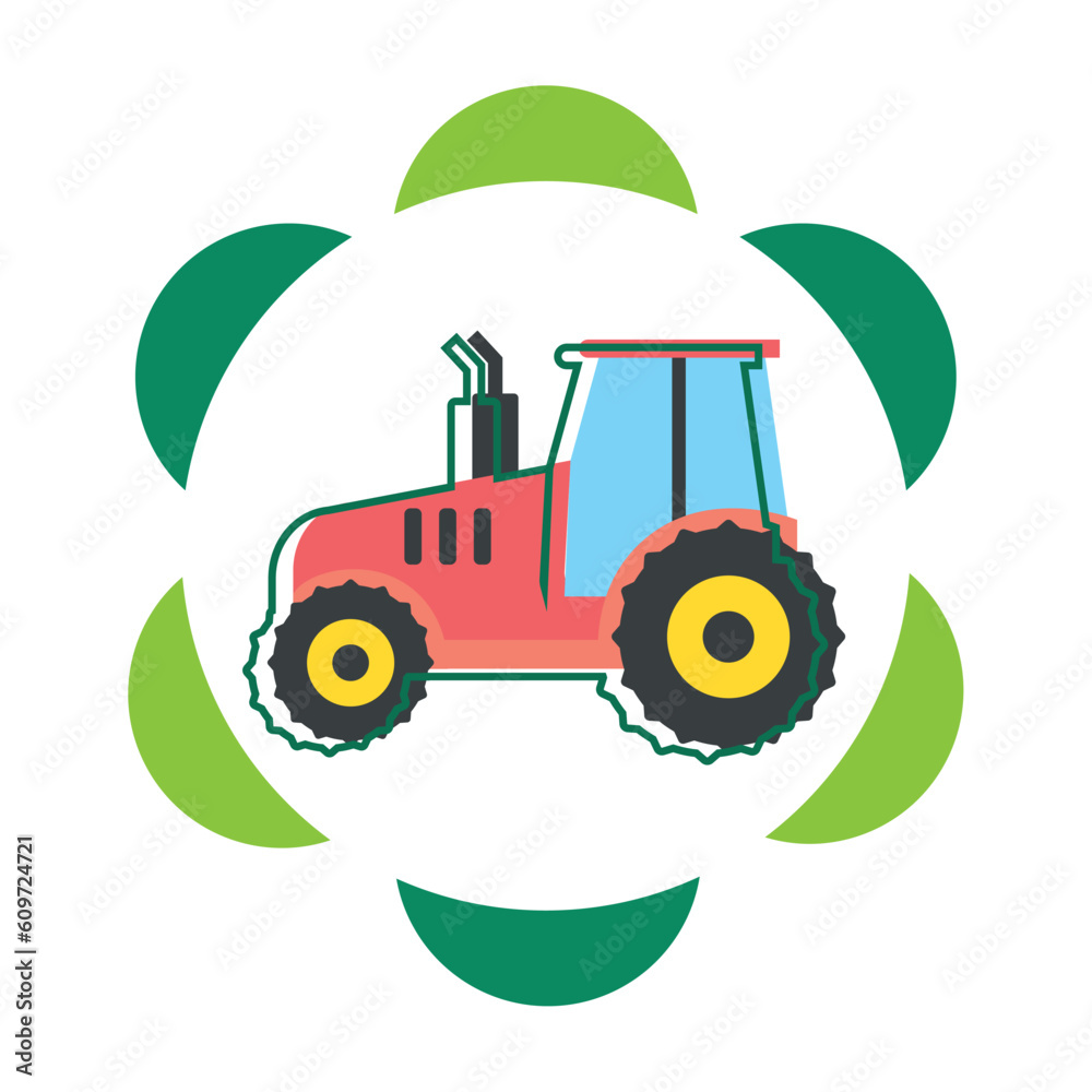 vector icon of a tractor with white background