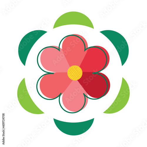 vector icon of a red flower with white background