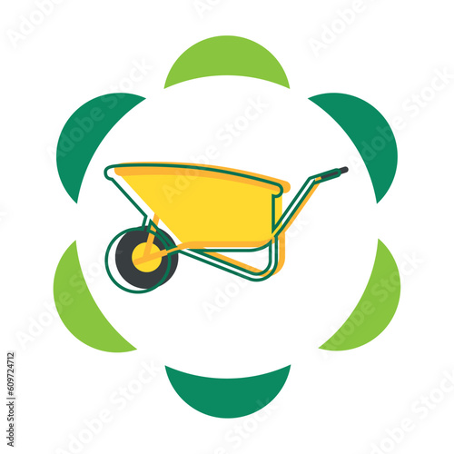 vector icon of a wheelbarrow with white background