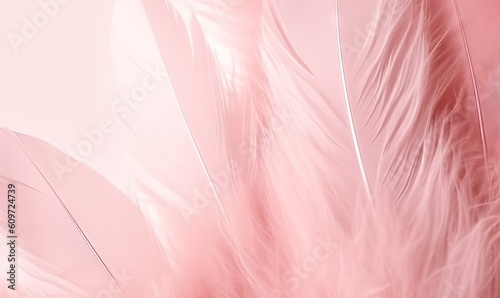  a close up of a pink and white background with a bunch of feathers on top of each other in the center of the image is a blurry image. generative ai