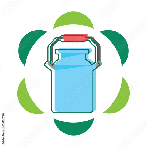 vector icon of a milk can with white background