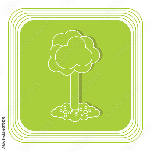 vector icon of a flower planted in the ground with a green background and white lines